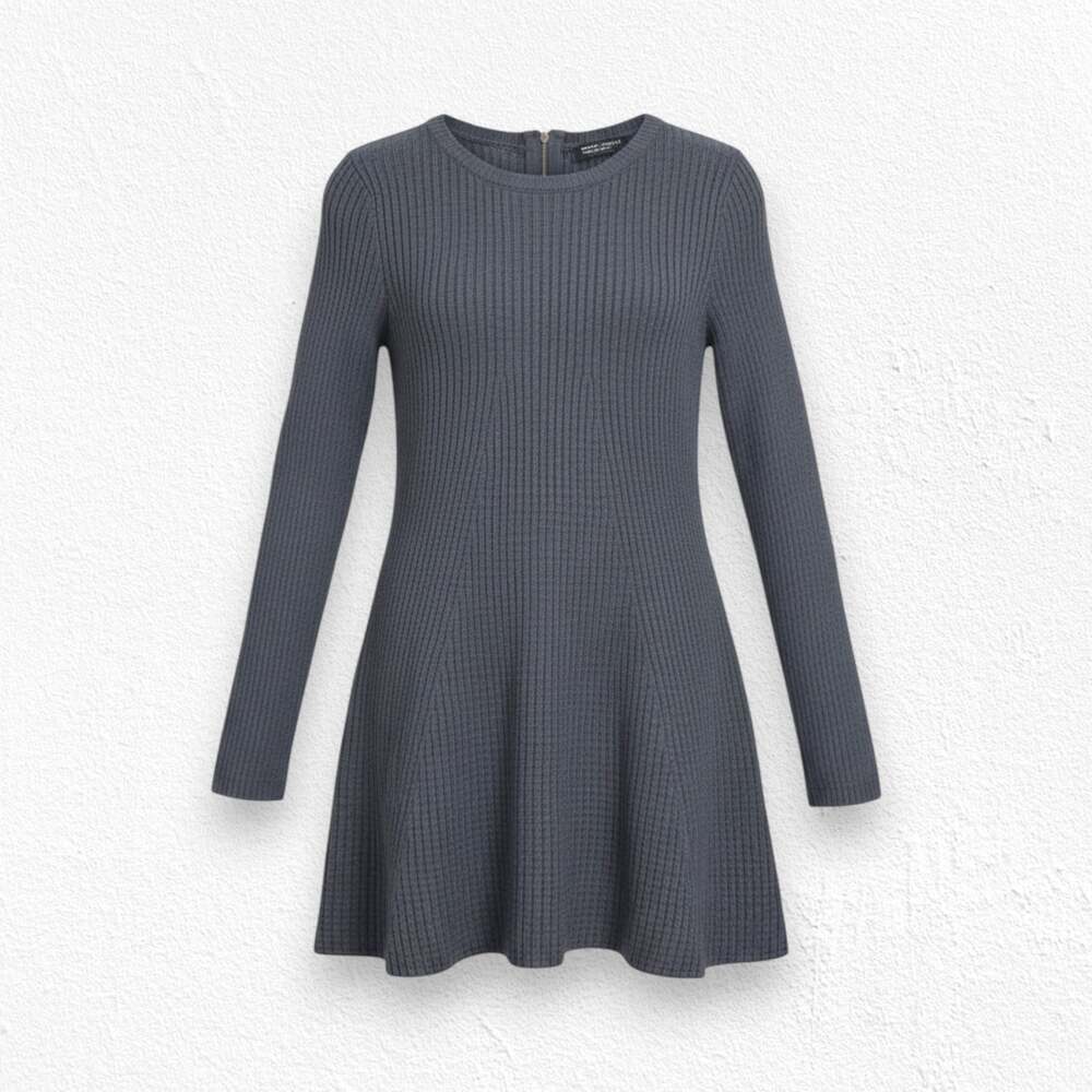 Romeo and Juliet Couture Gray Knit Crewneck Mini Flared Sweater Dress Size Small